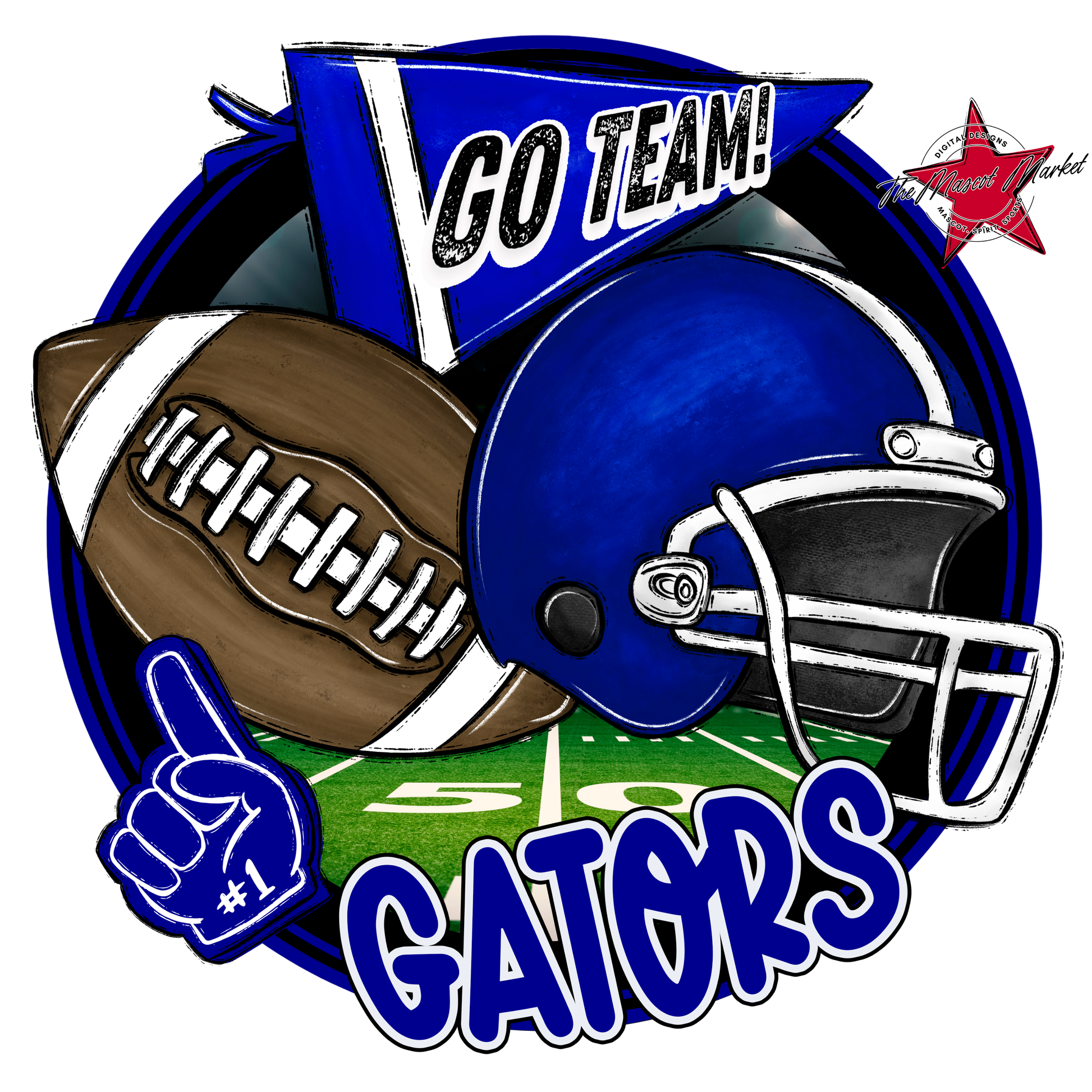 Gators Circle Football Design-Blue