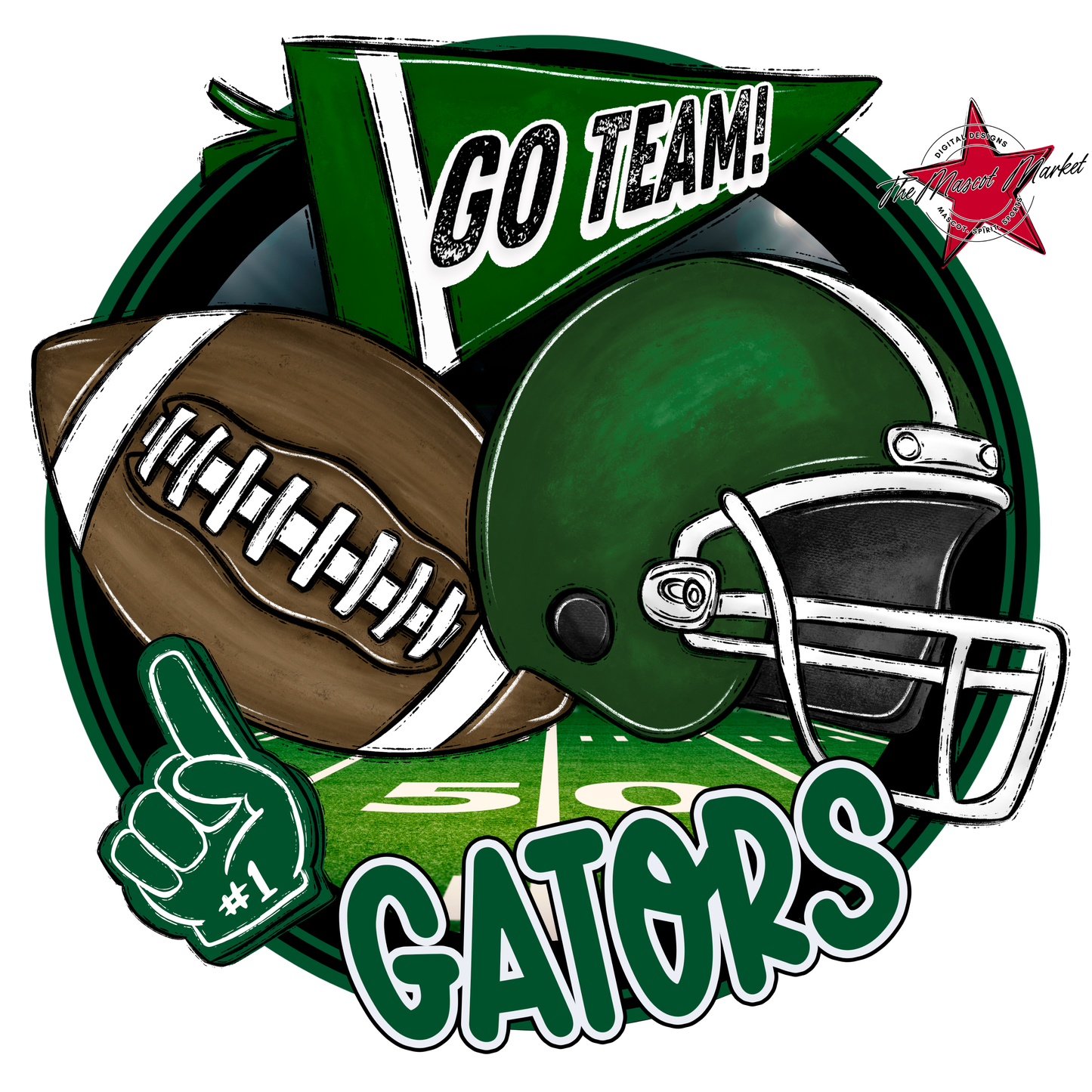 Gators Circle Football Design-Green