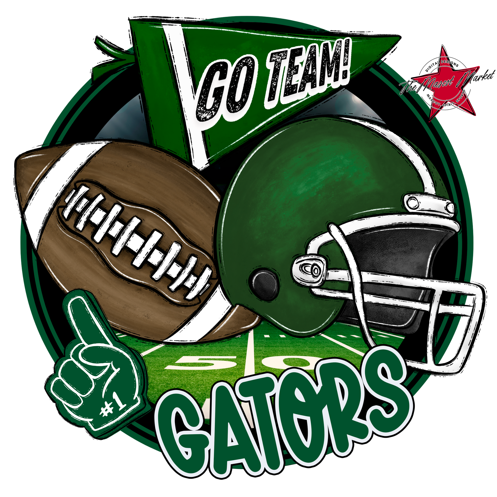 Gators Circle Football Design-Green