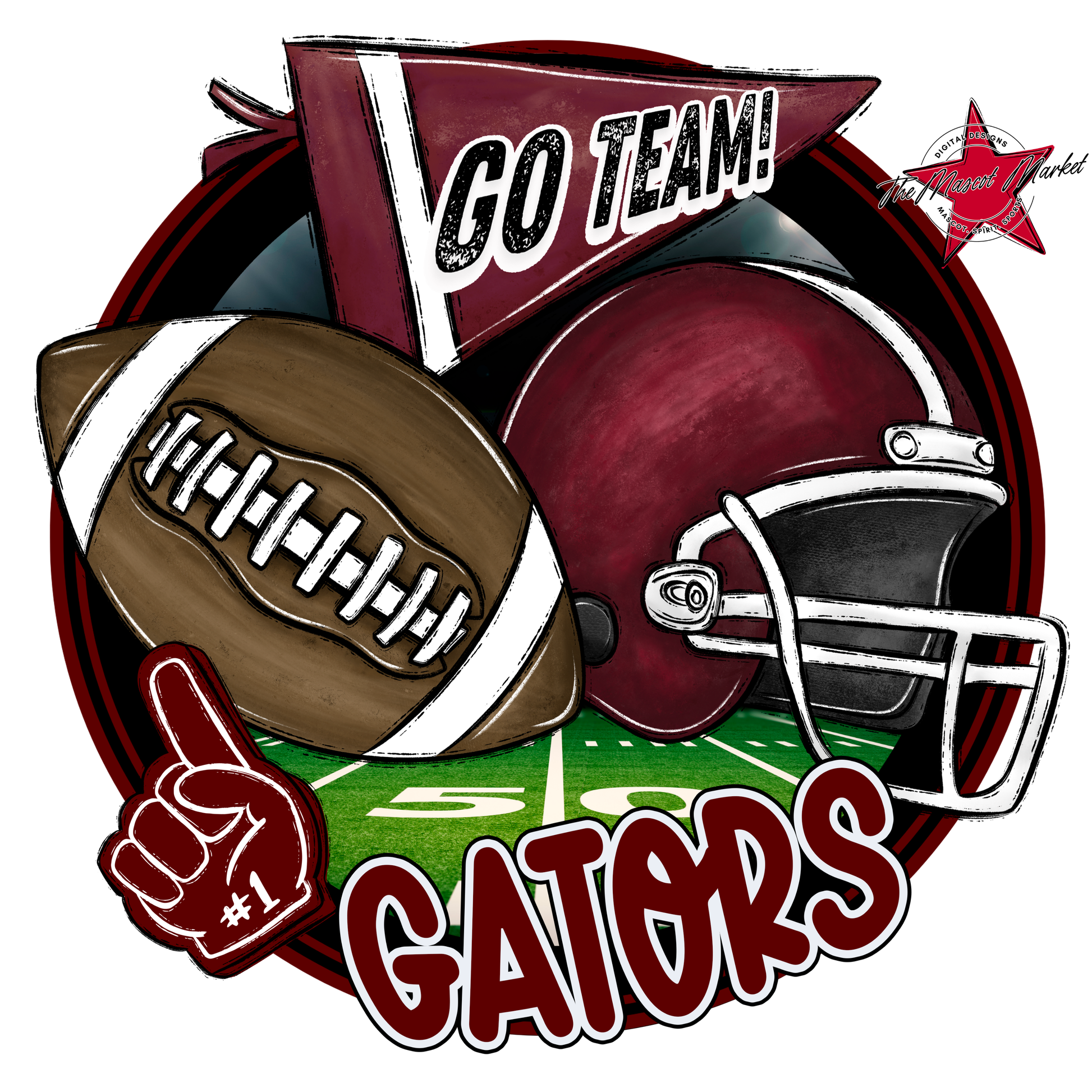 Gators Circle Football Design-Maroon