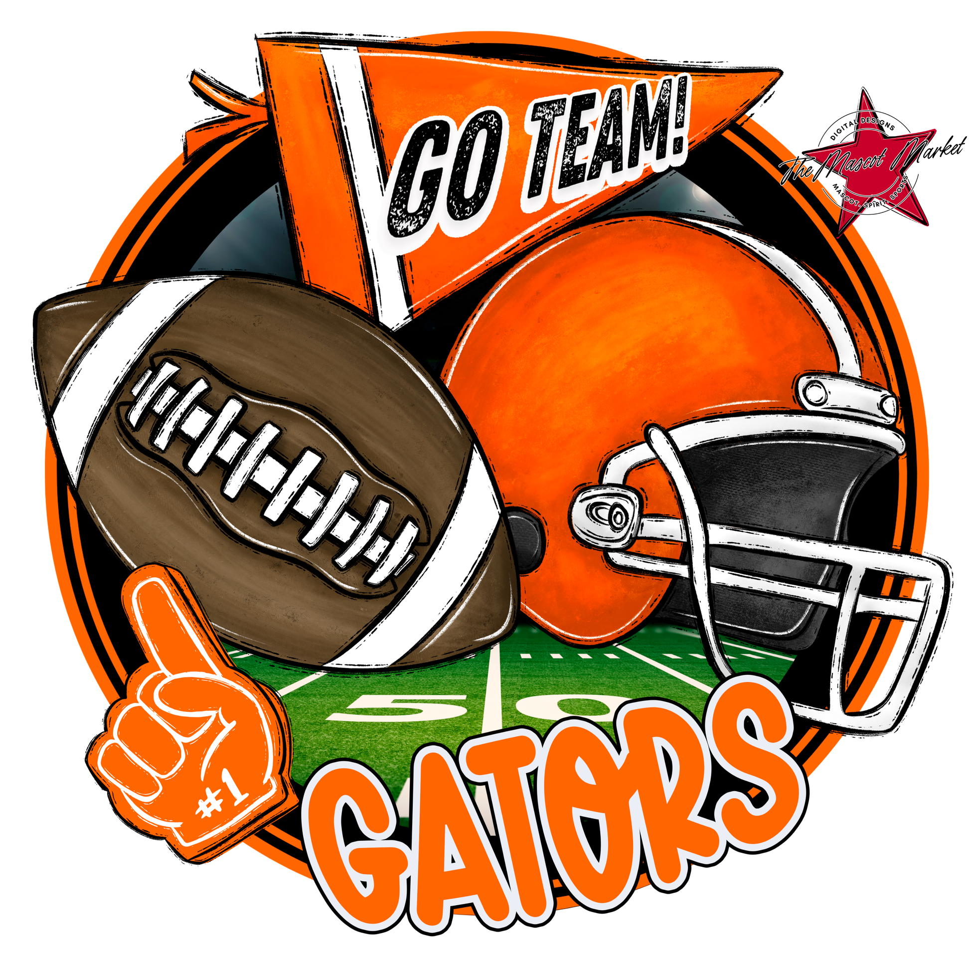 Gators Circle Football Design-Orange