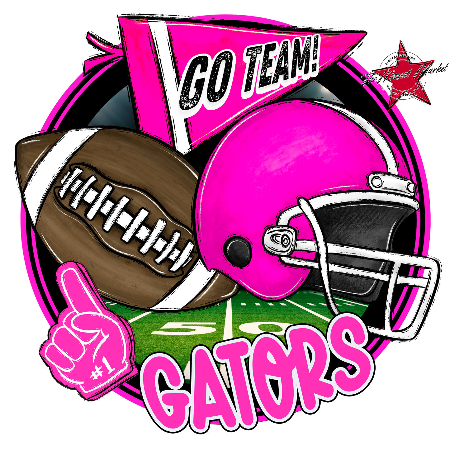Gators Circle Football Design-Pink