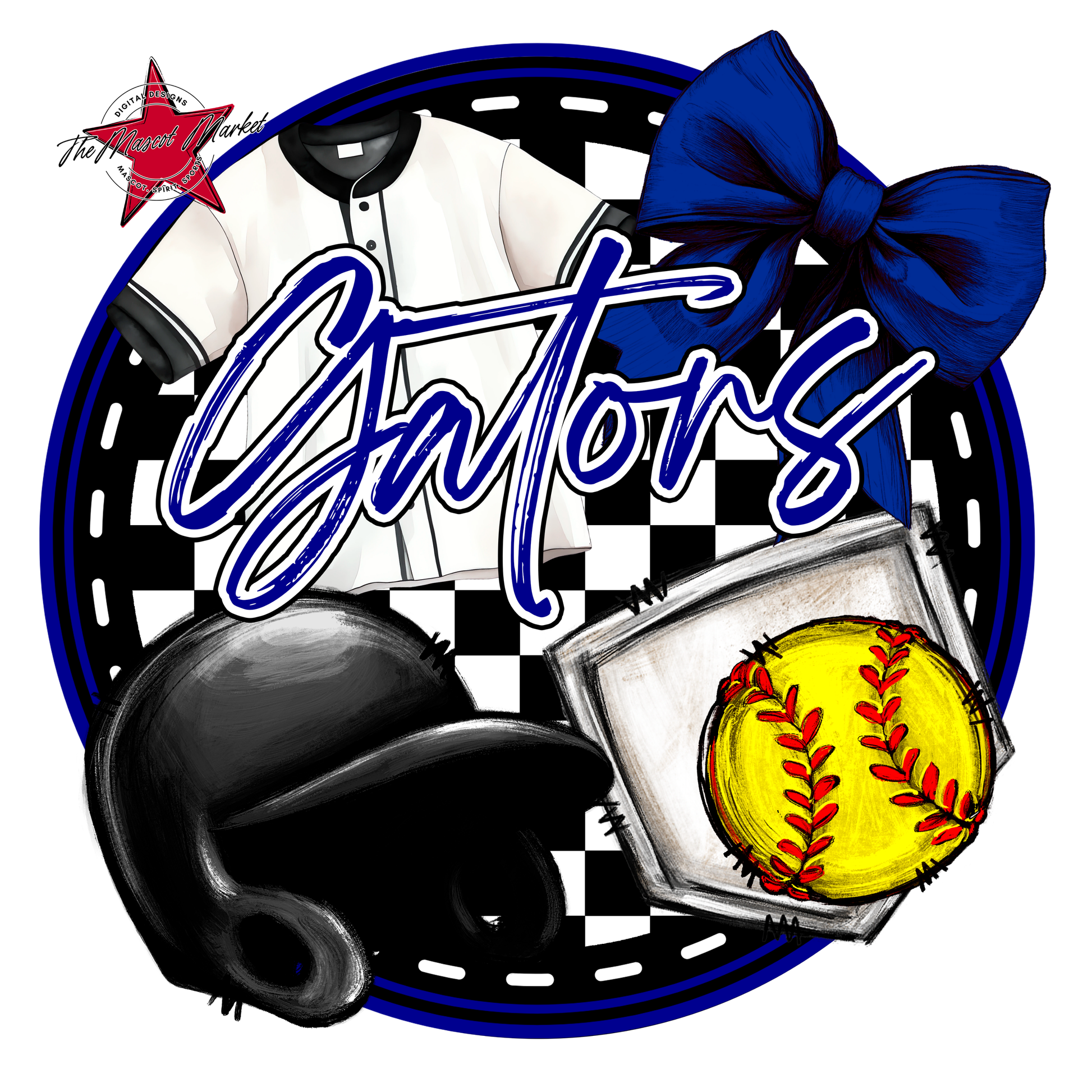 Circle Softball Design-Blue