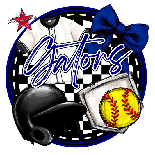 Circle Softball Design-Blue