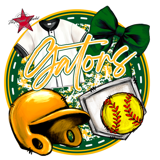 Circle Softball Design-Green-Yellow