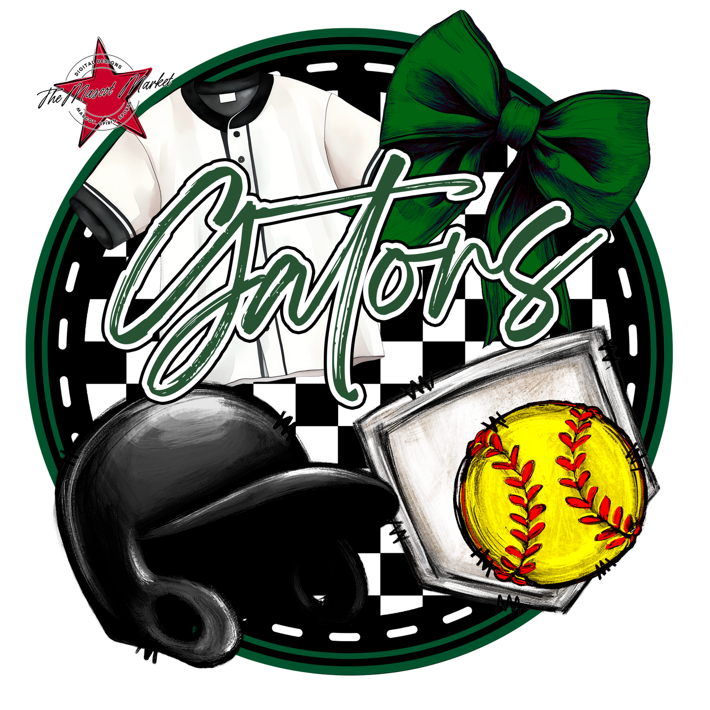 Circle Softball Design-Green