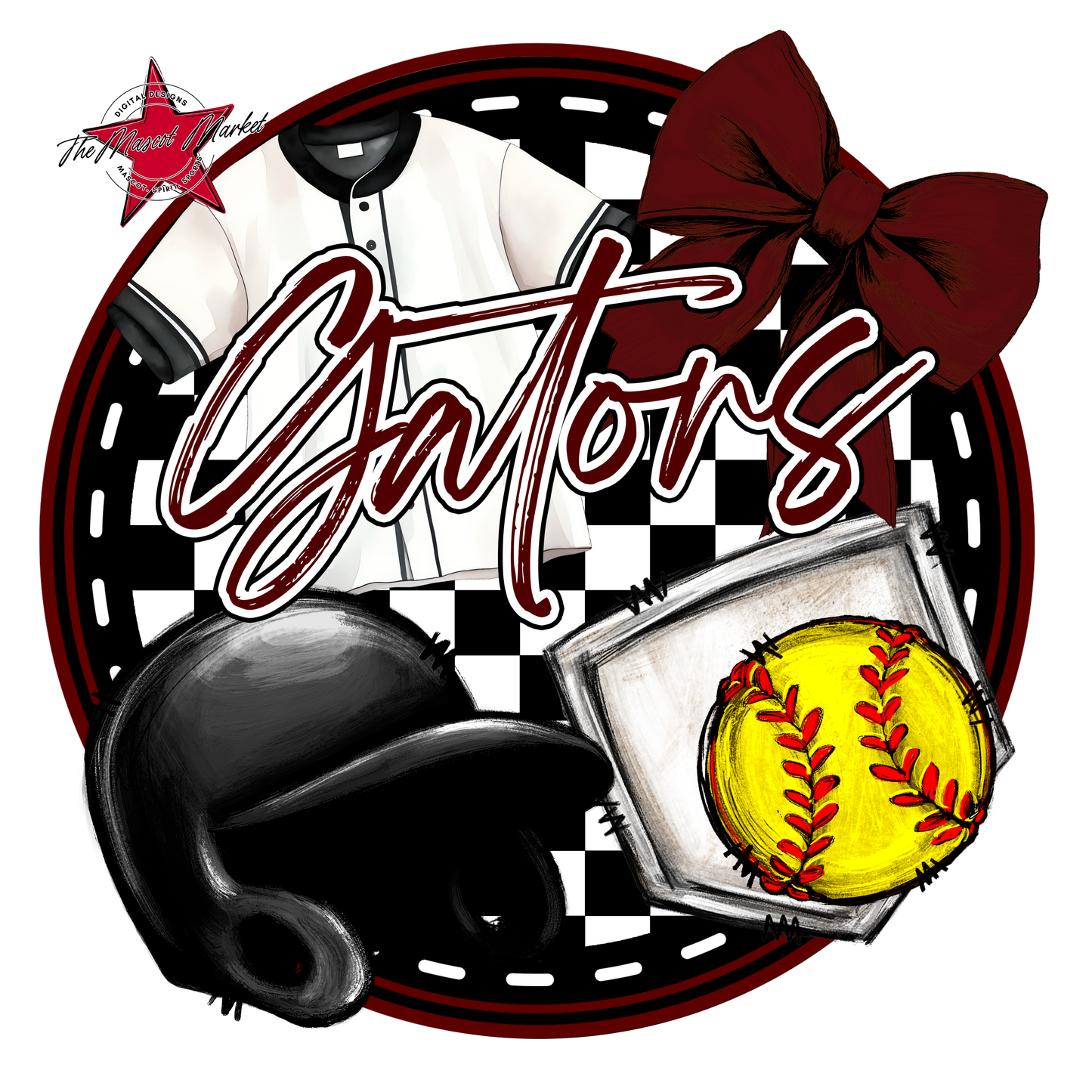 Circle Softball Design-Maroon