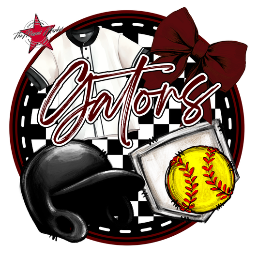 Circle Softball Design-Maroon