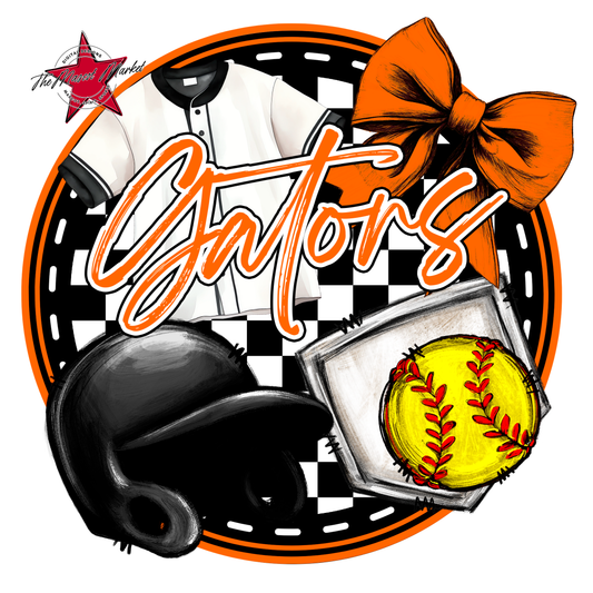 Circle Softball Design-Orange
