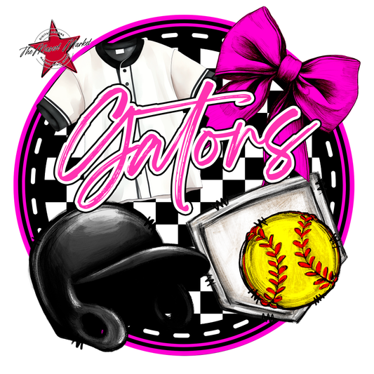 Circle Softball Design-Pink