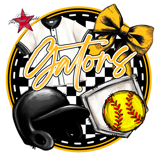 Circle Softball Design-Yellow