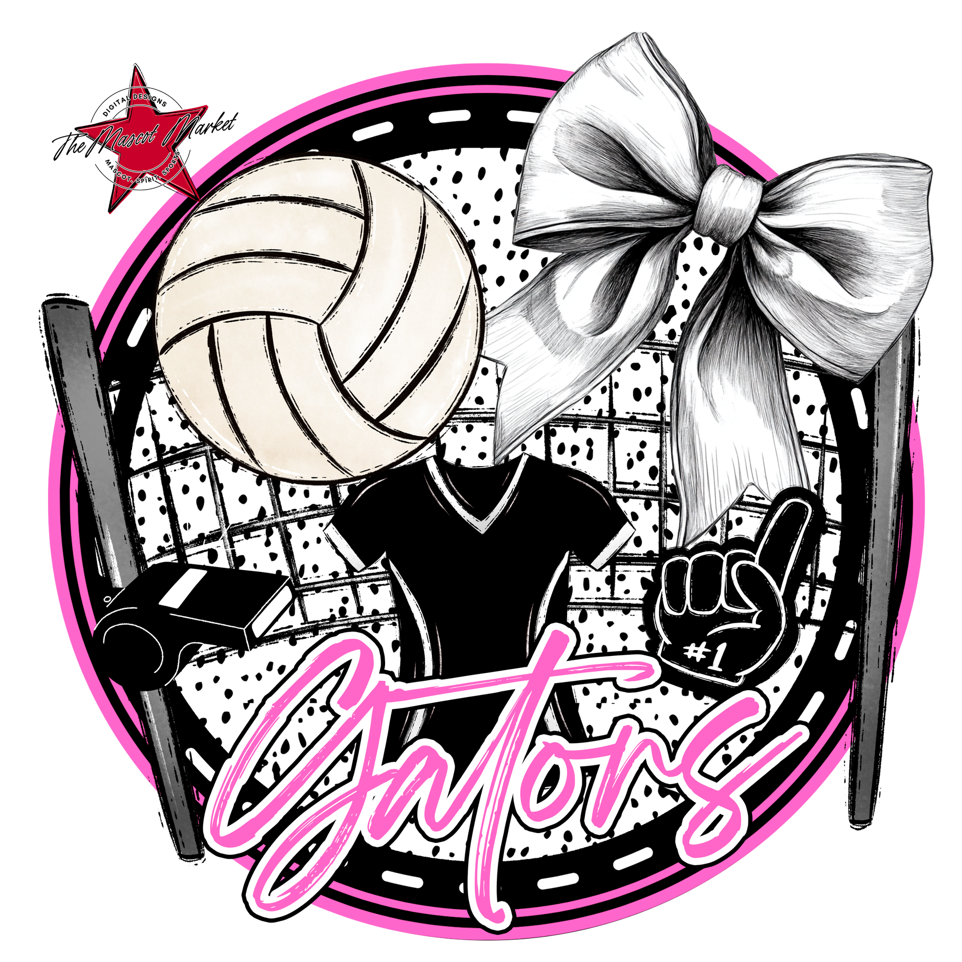 Gators Circle Volleyball Design-Baby Pink