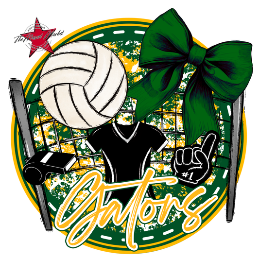 Circle Volleyball Design-Green-Yellow