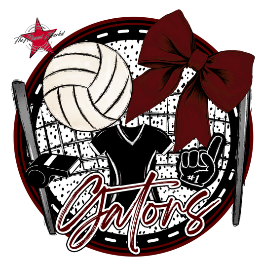 Circle Volleyball Design-Maroon