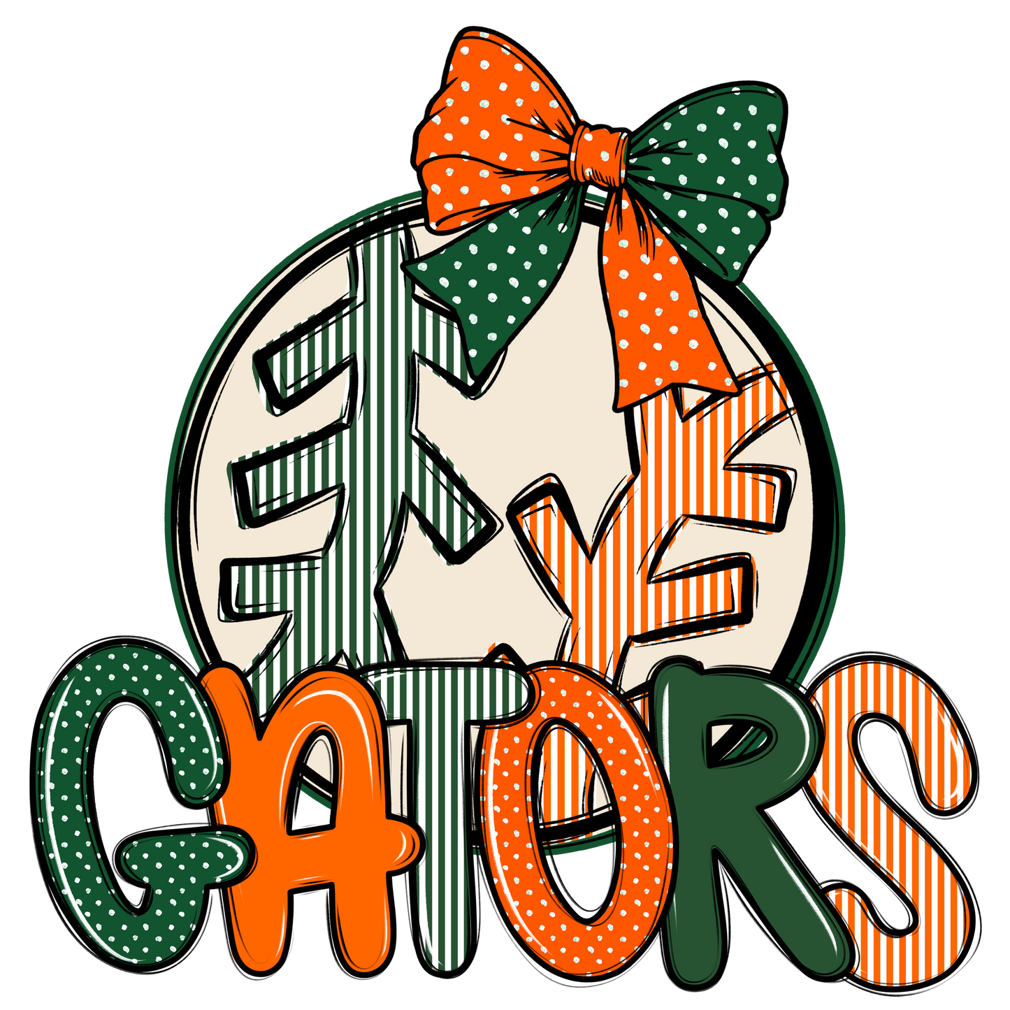 Gators Baseball-Softball Spirit Design-Green & Orange