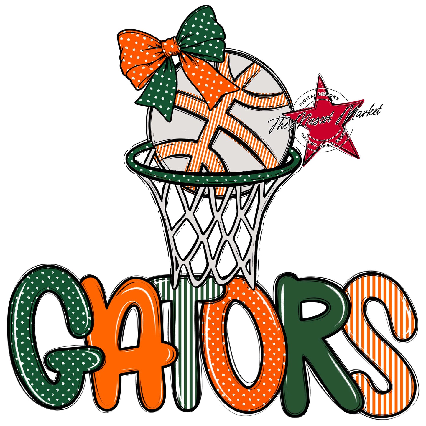 Gators Basketball Spirit Design-Green & Orange