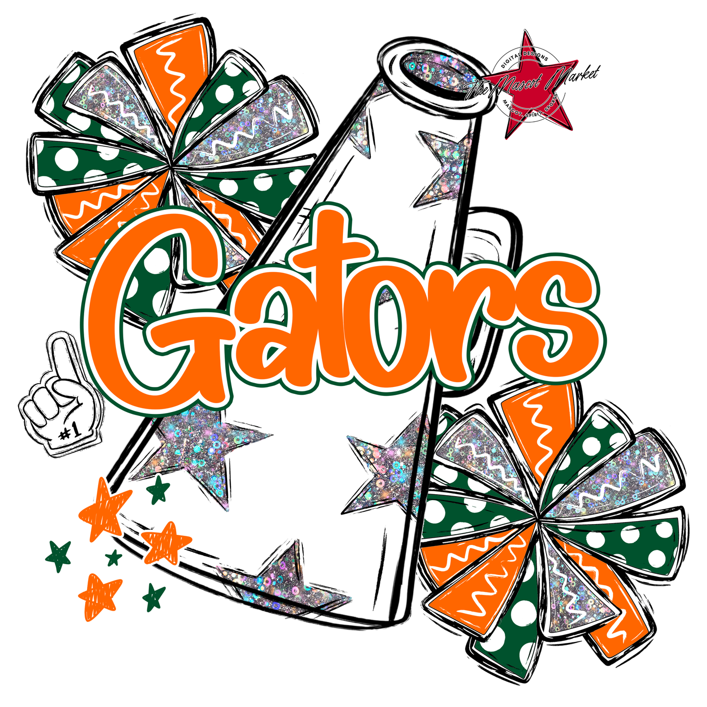 Gators Alpha Megaphone Design-Green-Orange