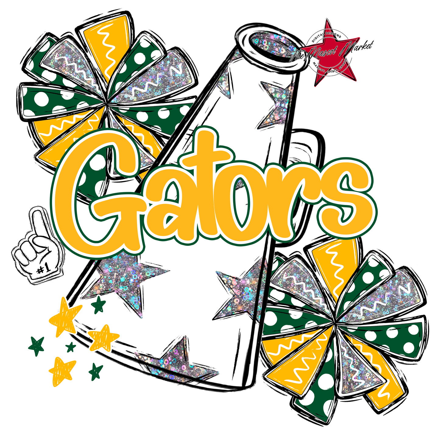 Gators Alpha Megaphone Design-Green-Yellow