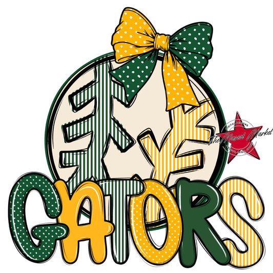Gators Baseball-Softball Spirit Design-Green & Yellow