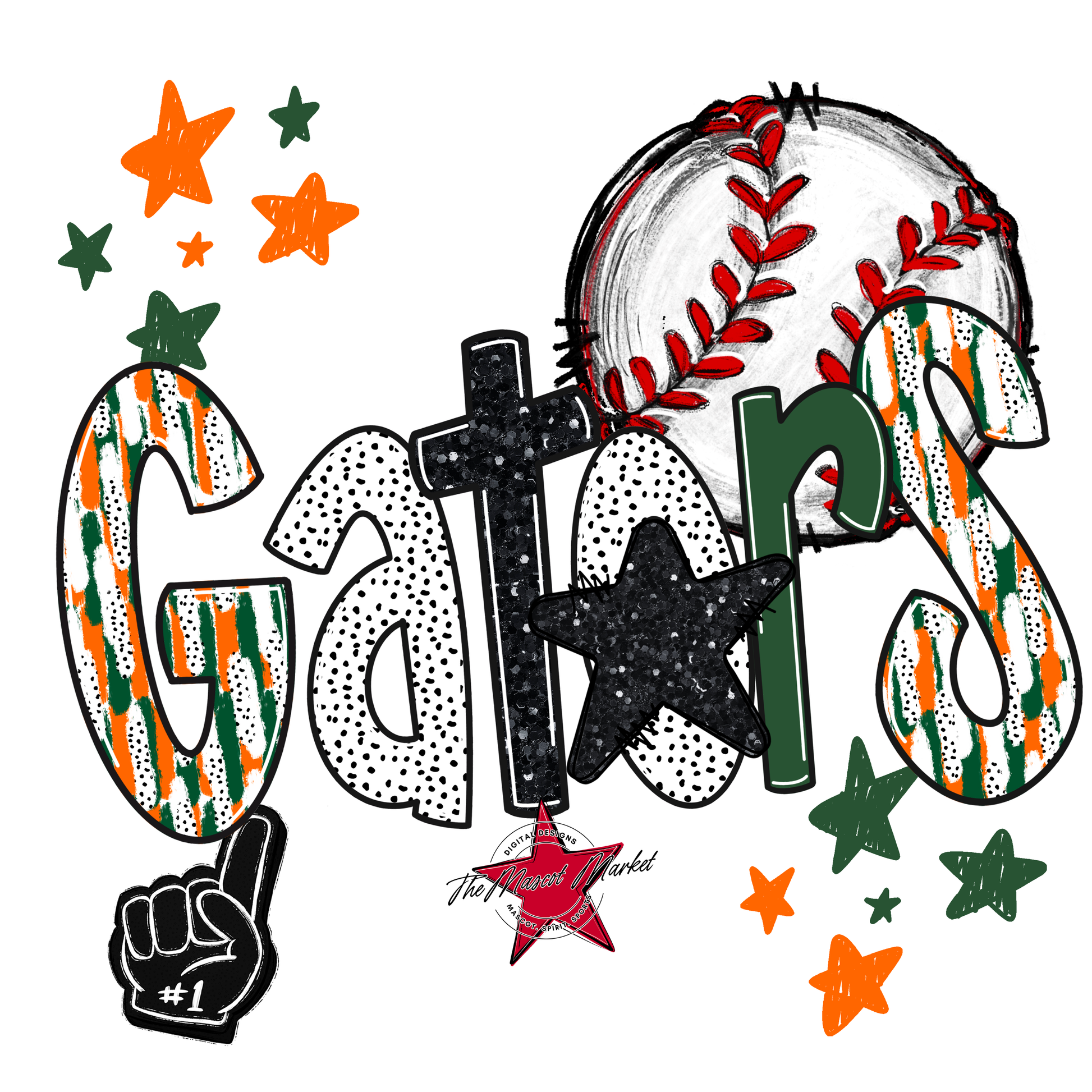 Gators Baseball Scrape-Green-Orange