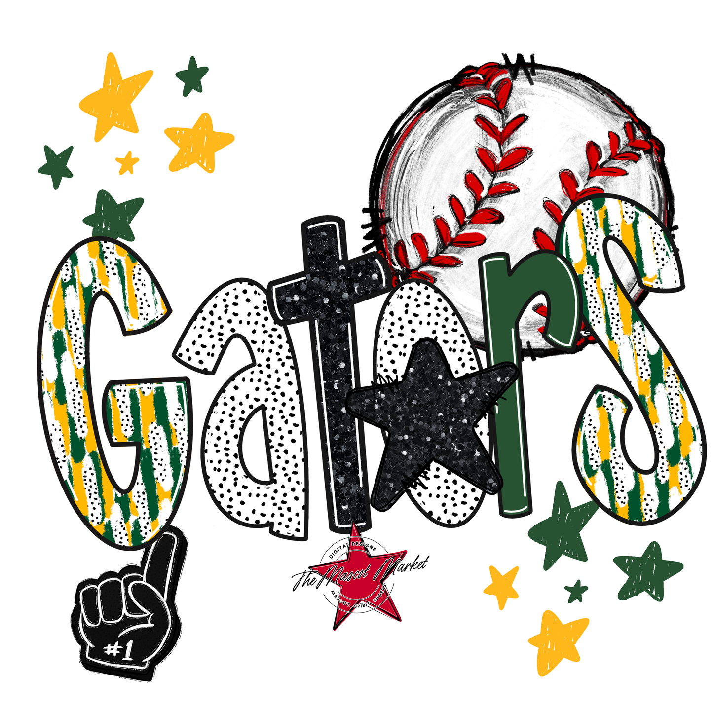 Gators Baseball Scrape-Green-Yellow