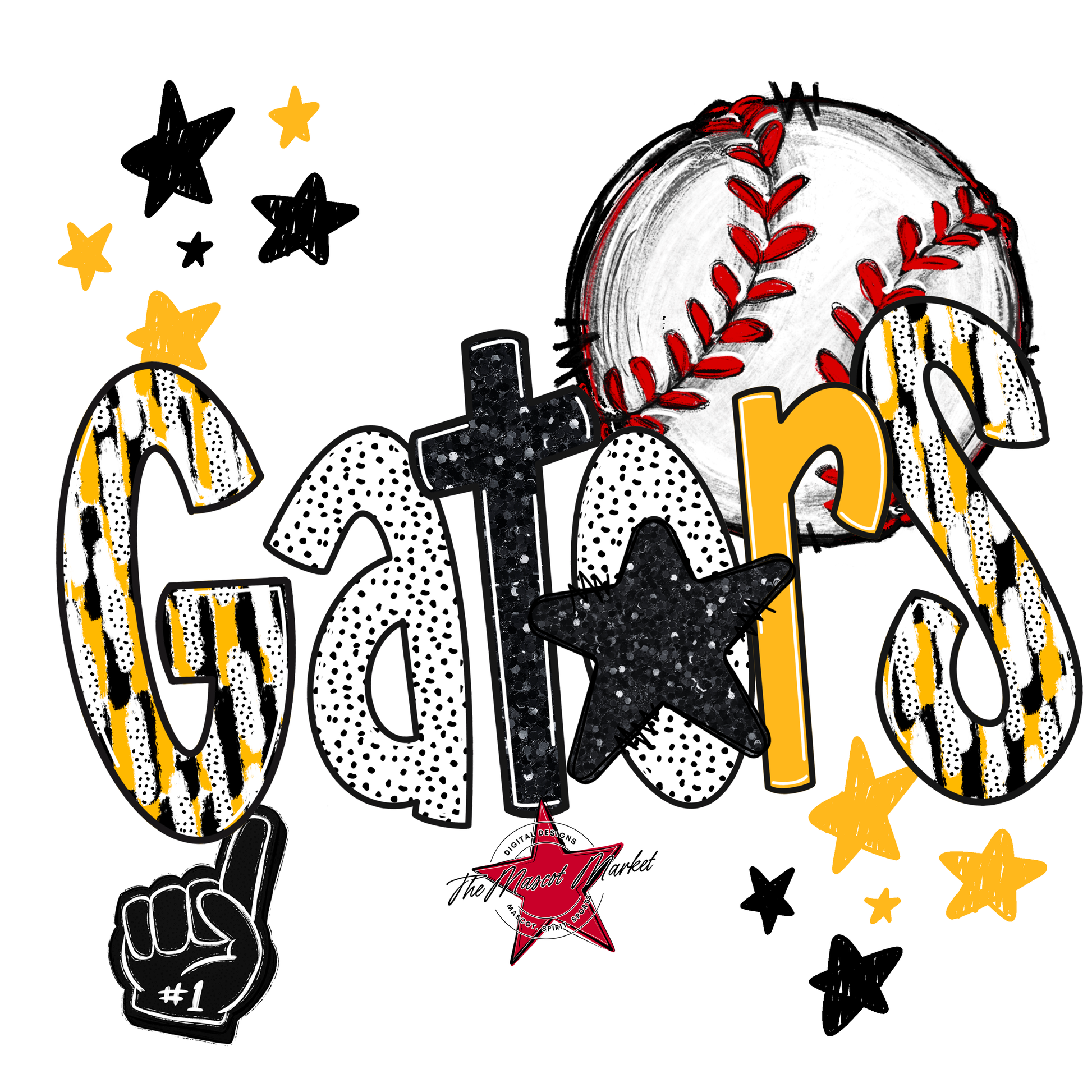 Gators Baseball Scrape-Yellow