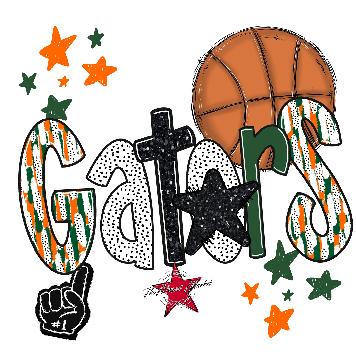Gators Basketball Scrape-Green-Orange