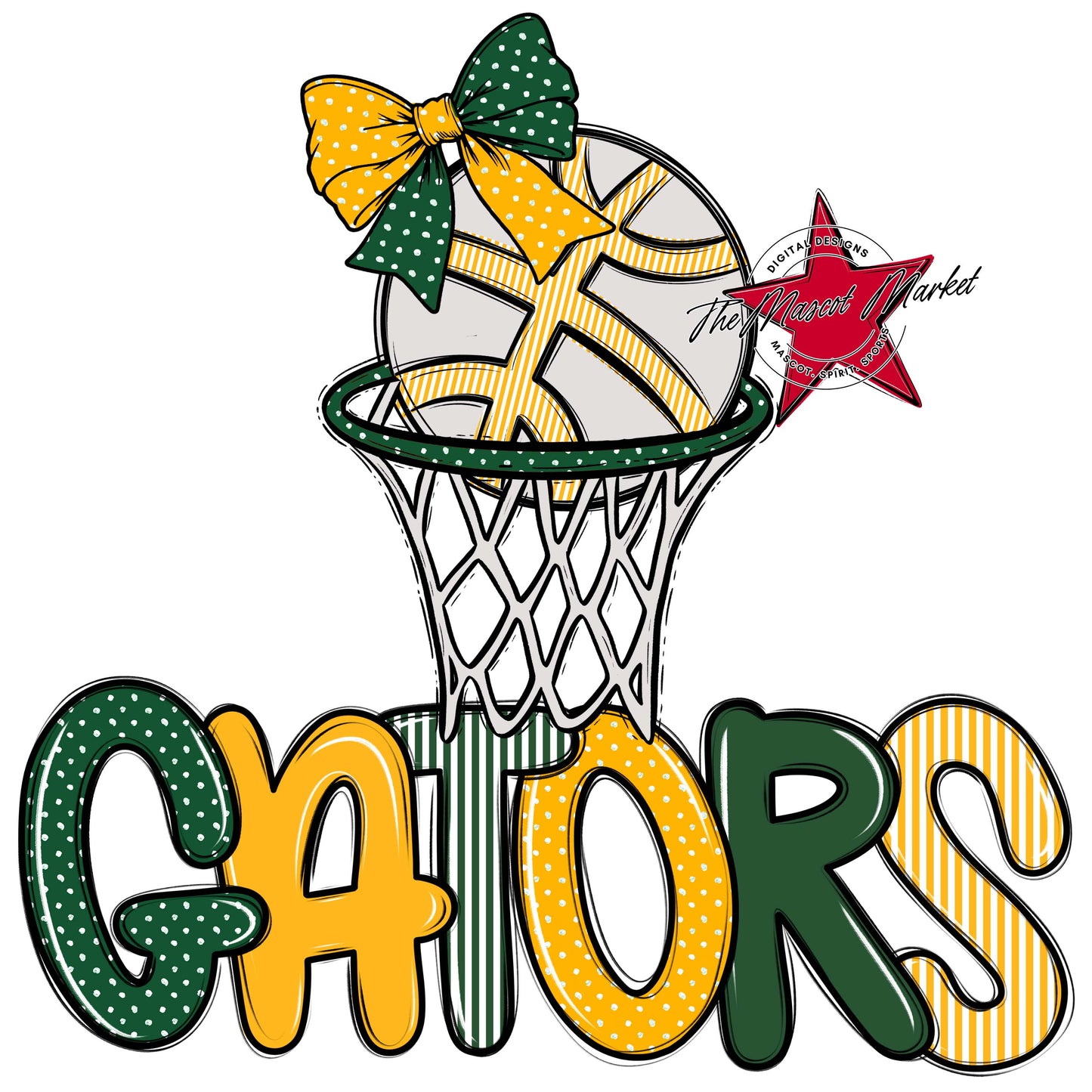 Gators Basketball Spirit Design-Green & Yellow