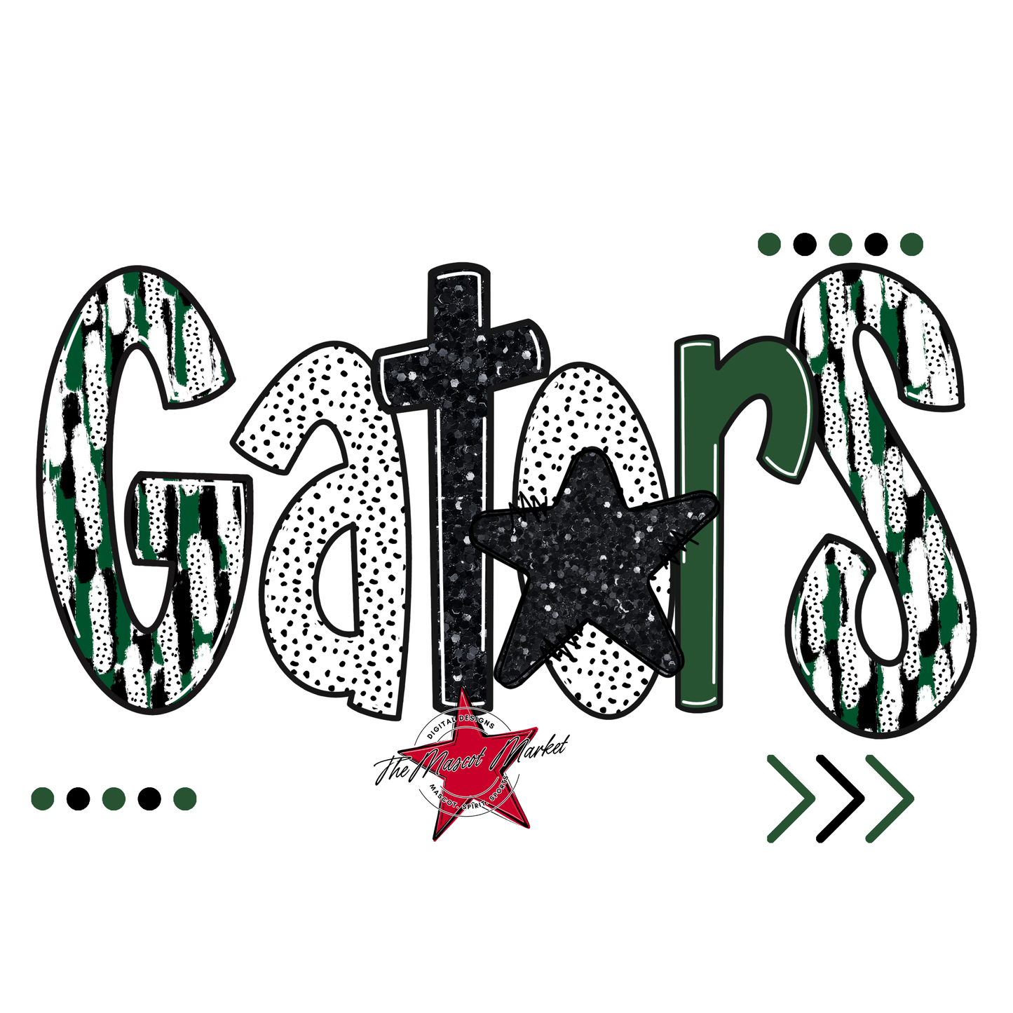 Gators Brushstroke Alpha w Arrows-Green