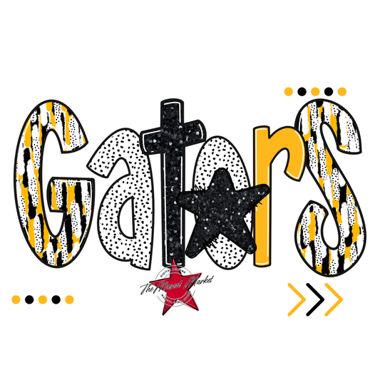 Gators Brushstroke Alpha w Arrows-Yellow