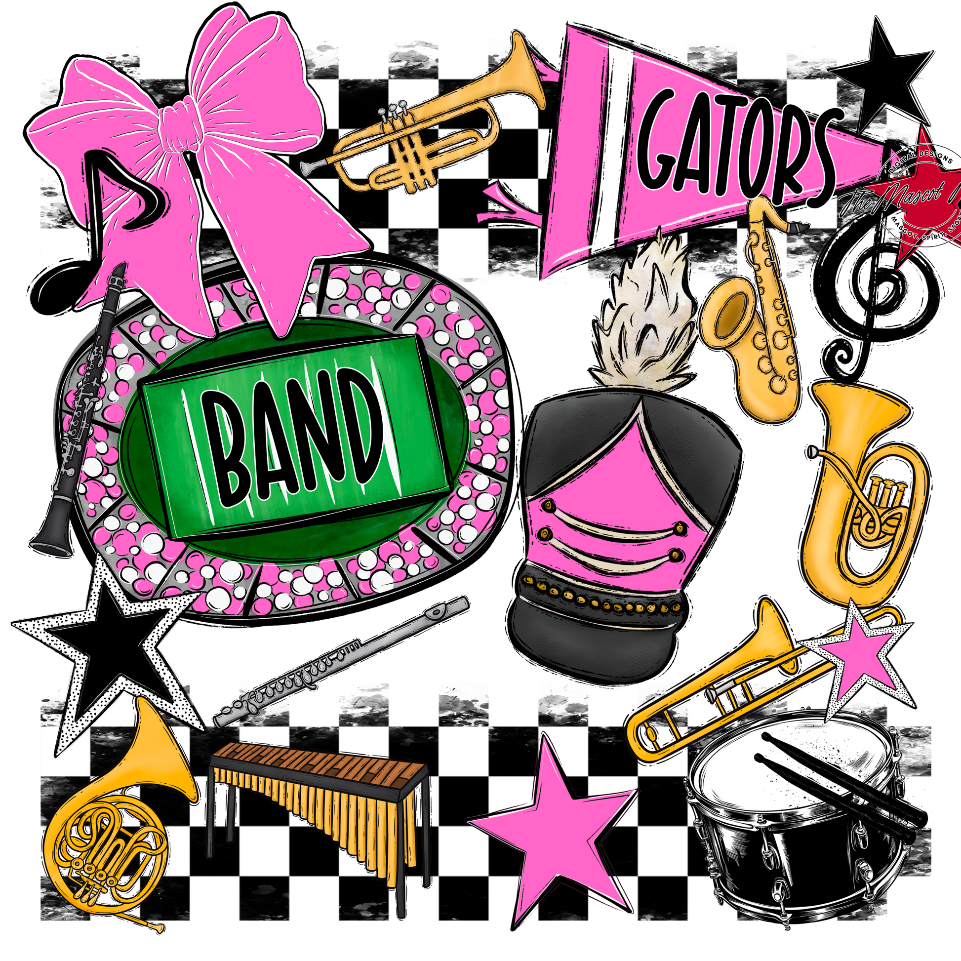 Gators Checkers Band Spirit Design-Baby Pink
