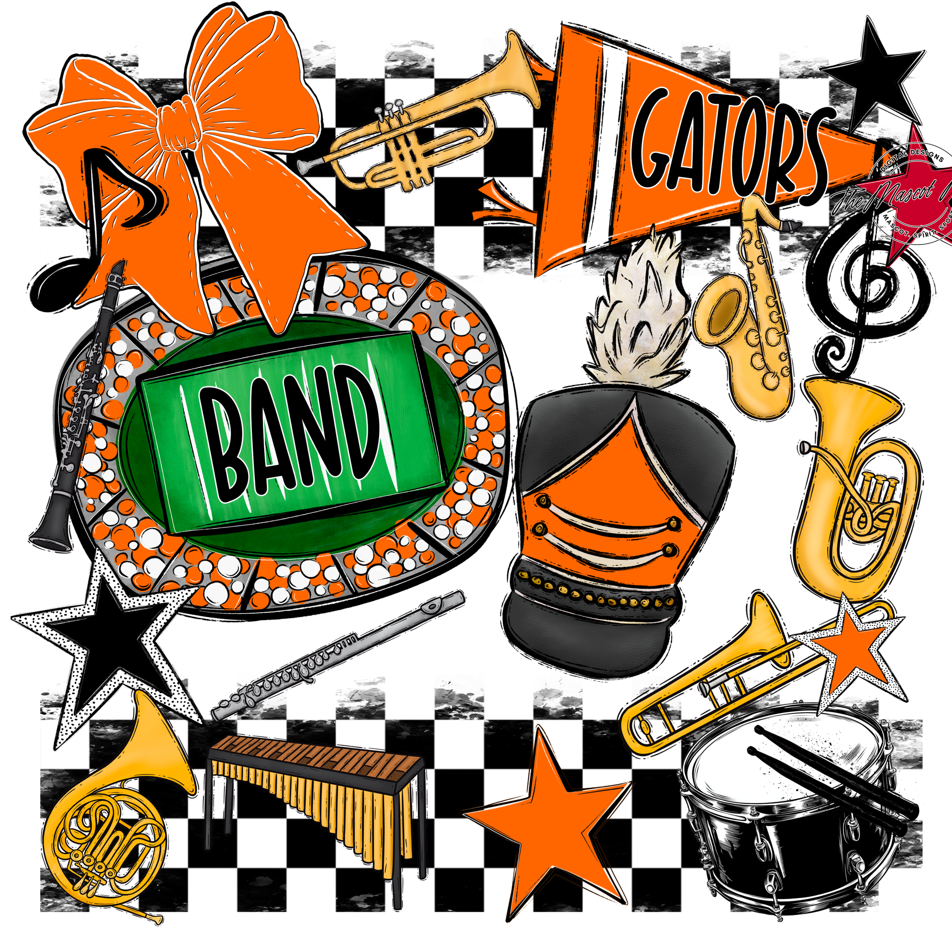 Gators Checkers Band Spirit Design-Orange