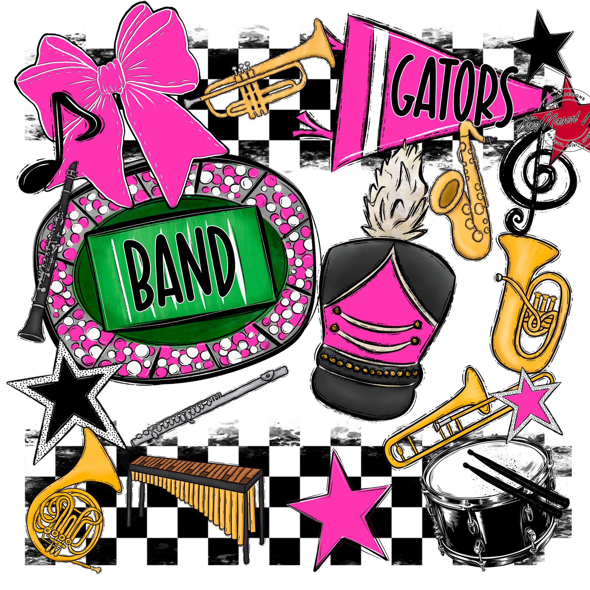 Gators Checkers Band Spirit Design-Pink