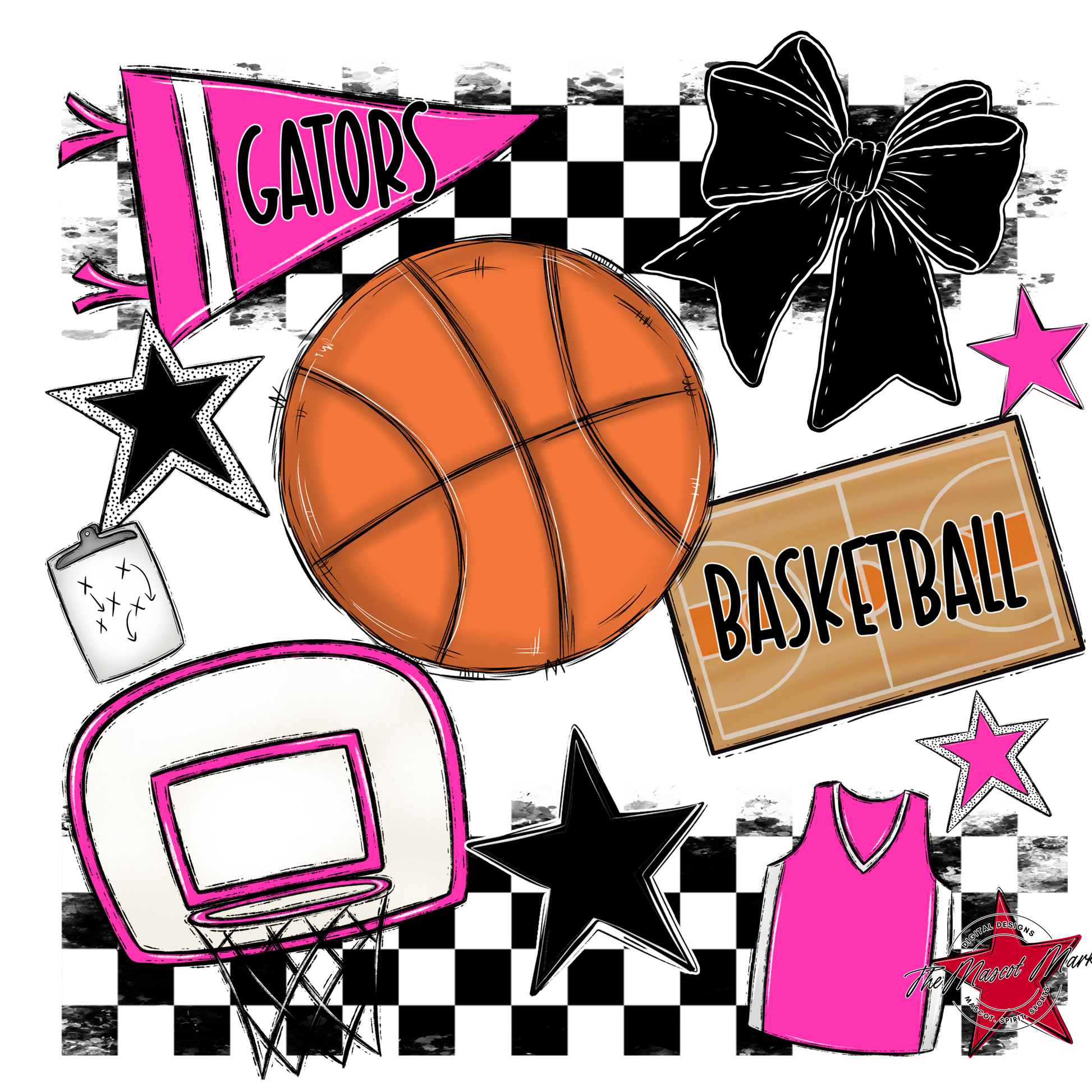 Gators Checkers Basketball Spirit Design-Pink