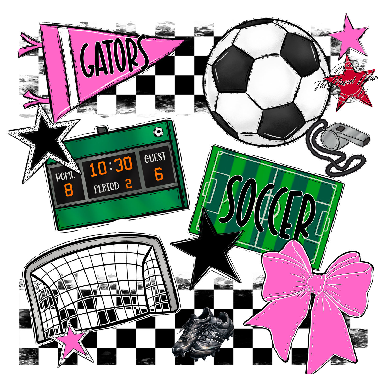 Gators Checkers Soccer Spirit Design-Baby Pink