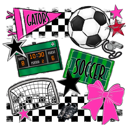 Gators Checkers Soccer Spirit Design-Pink