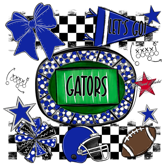 Gators Checkers Spirit Design-Royal Blue
