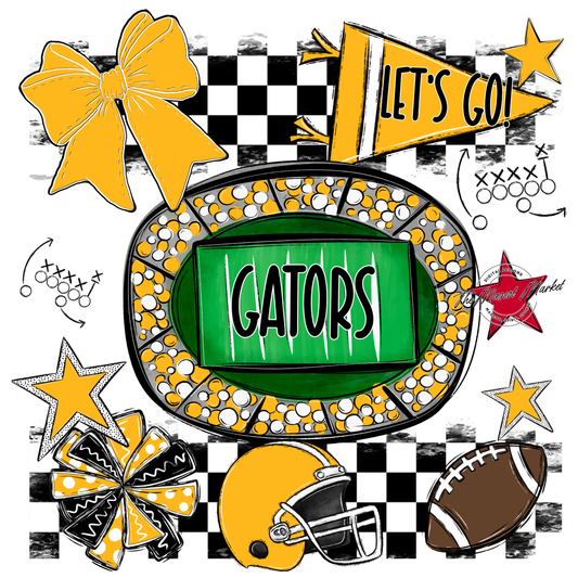 Gators Checkers Spirit Design-Yellow