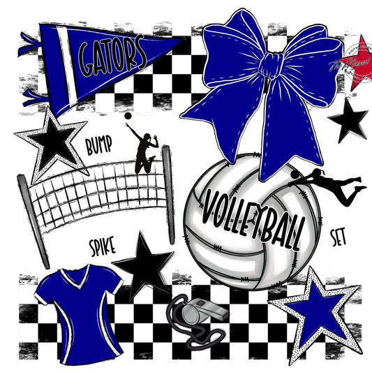 Gators Checkers Volleyball Spirit Design-Blue