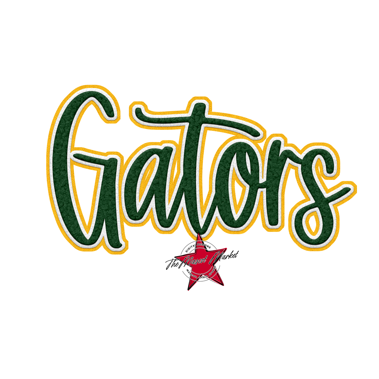 Gators Faux Chenille Patch-Green-Yellow