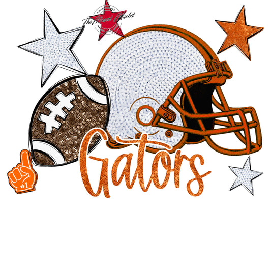 Gators Football Embroidered Sequins Design-Orange