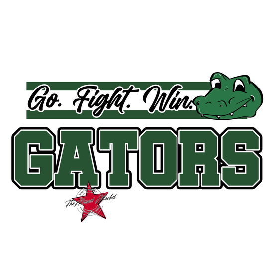 Gators Go Fight Win Mascot Lines-Green