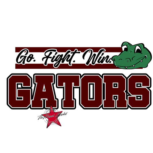 Gators Go Fight Win Mascot Lines-Maroon