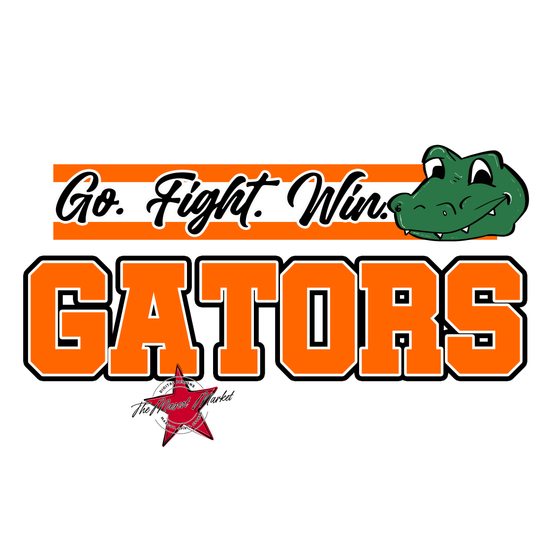 Gators Go Fight Win Mascot Lines-Orange