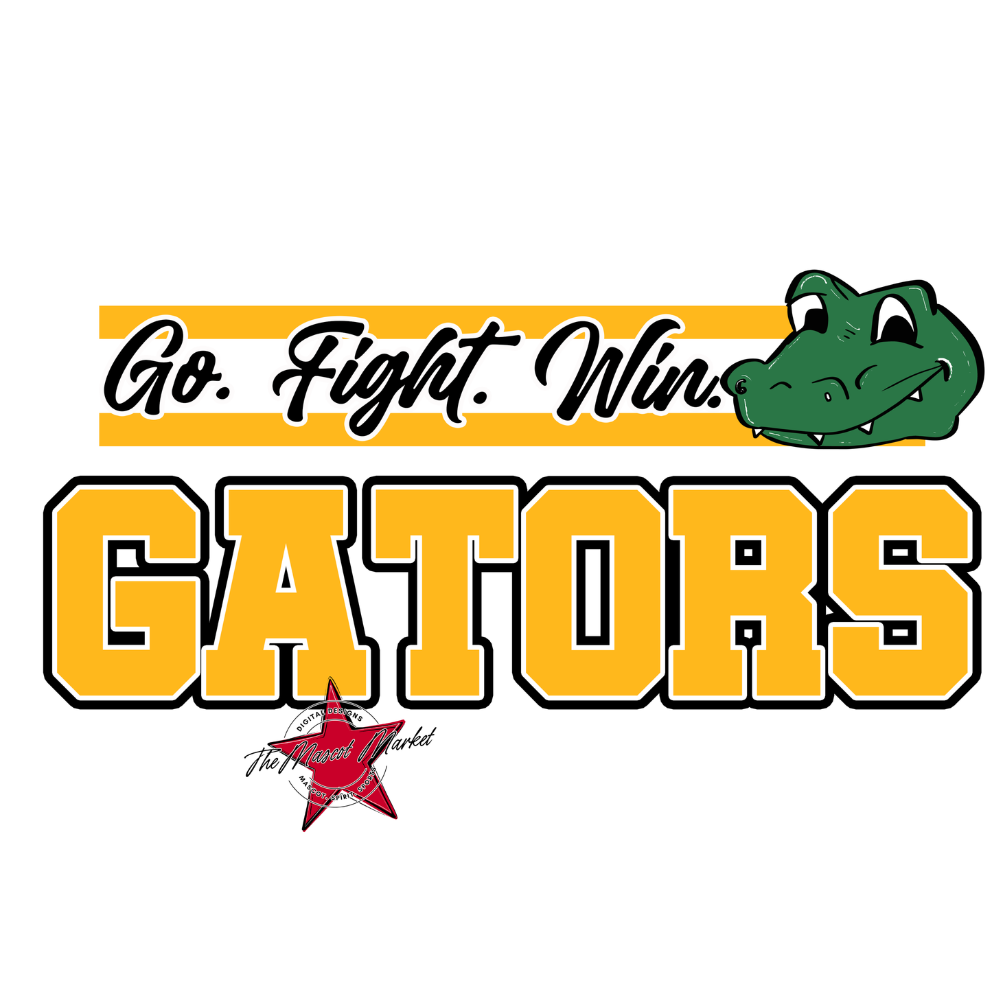 Gators Go Fight Win Mascot Lines-Yellow