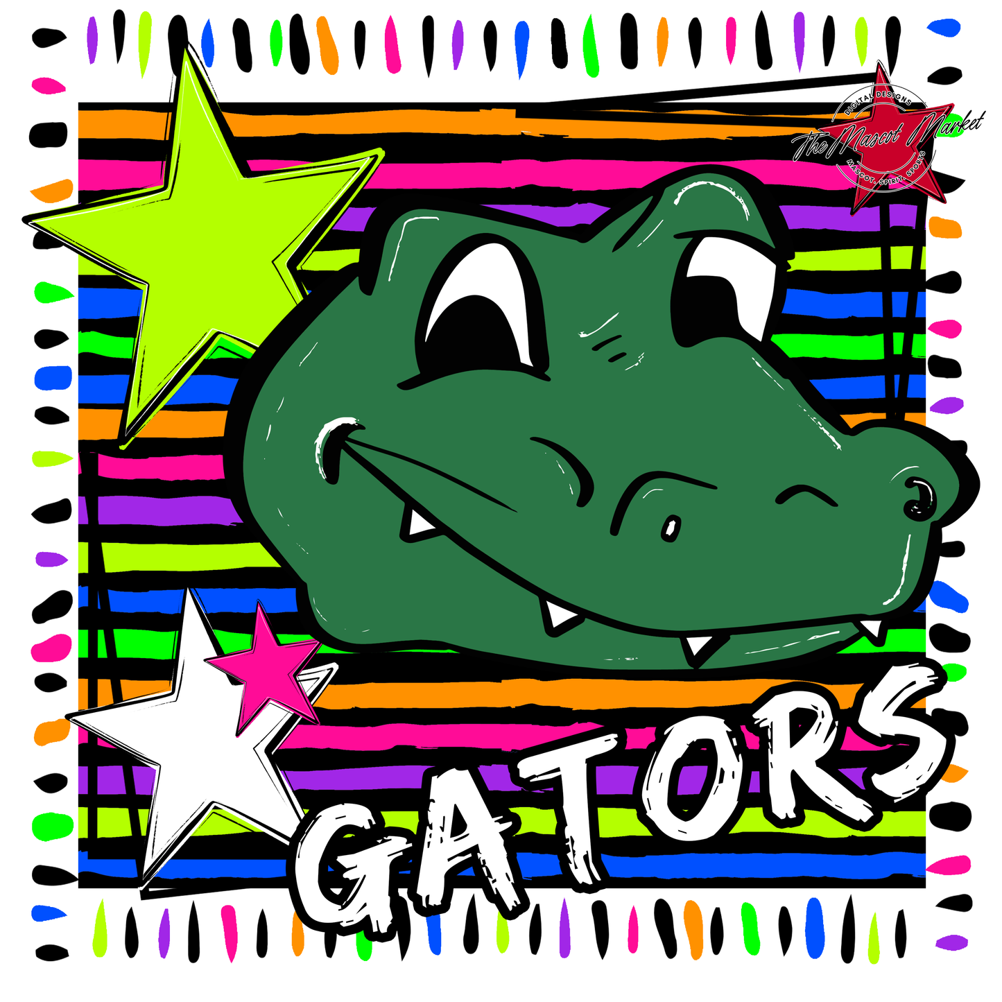 Gators Mascot Frame-Neon Black