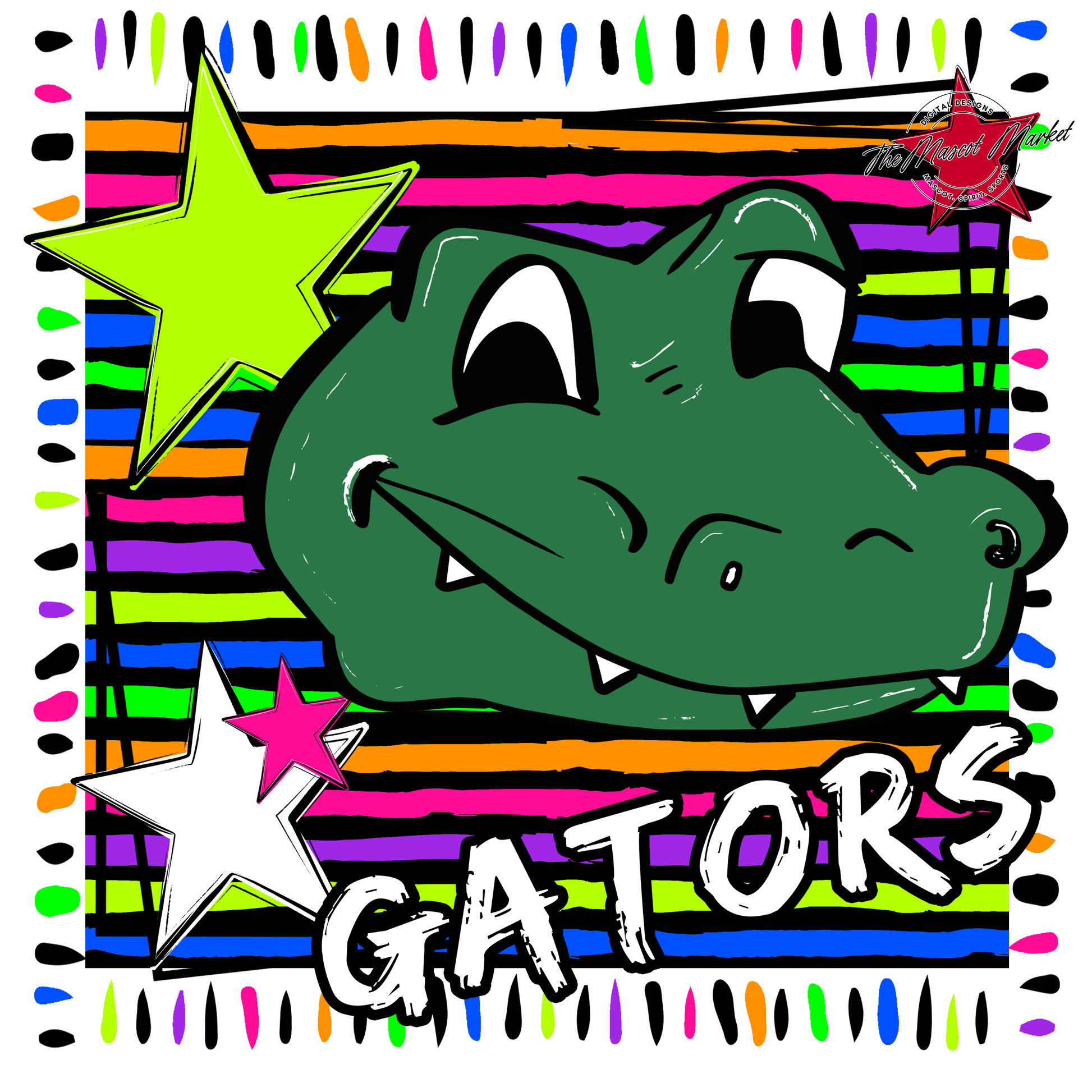 Gators Mascot Frame-Neon Black