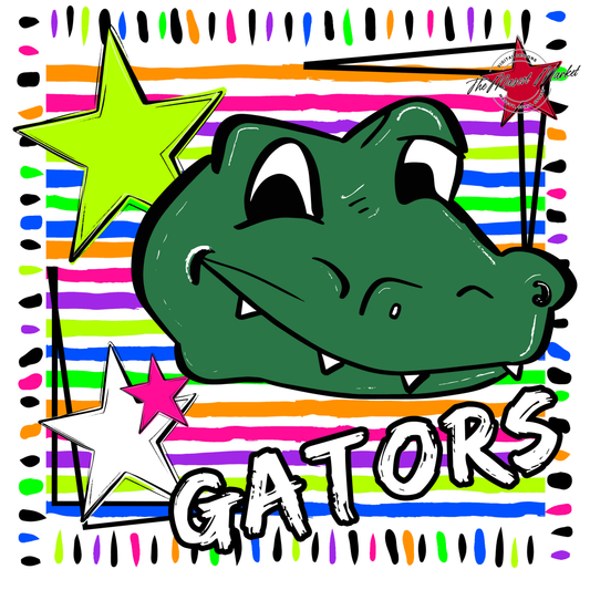 Gators Mascot Frame-Neon White