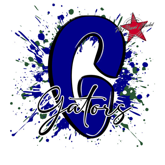 Gators Mascot Splatter-Blue & Green