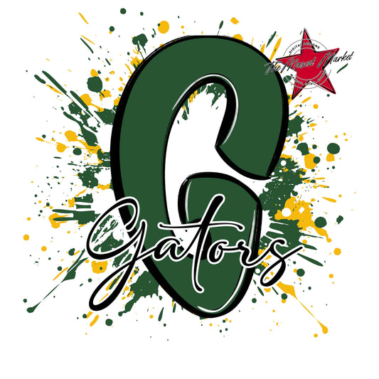 Gators Mascot Splatter-Green & Yellow
